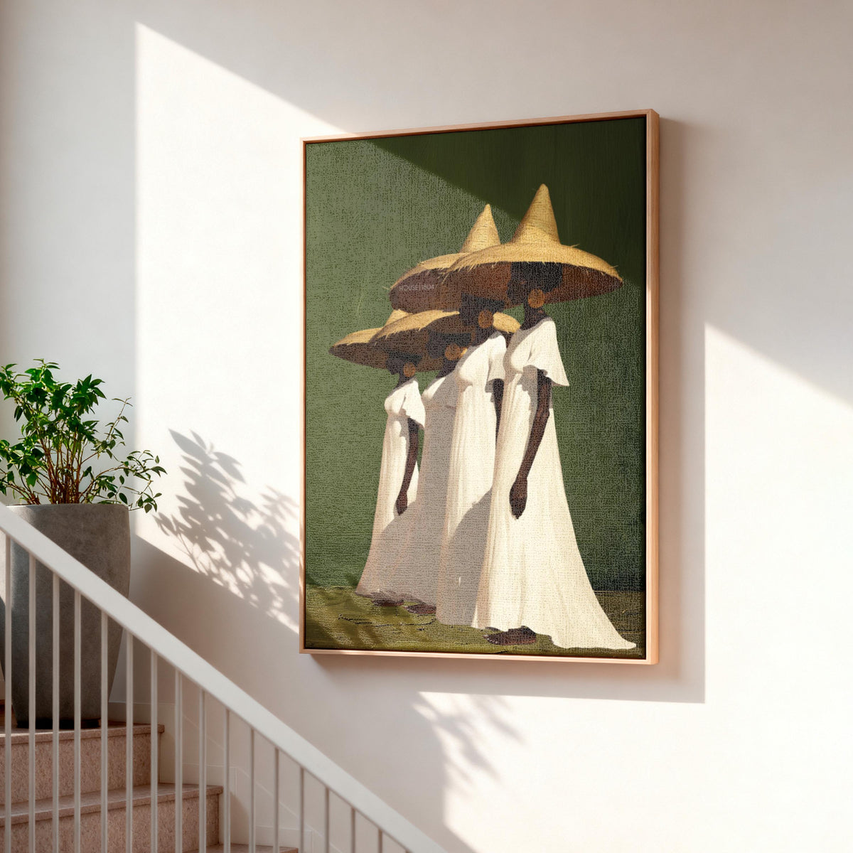 black women wall art, Sisterhood Canvas Print, Afrocentric  Contemporary, Olive Green.