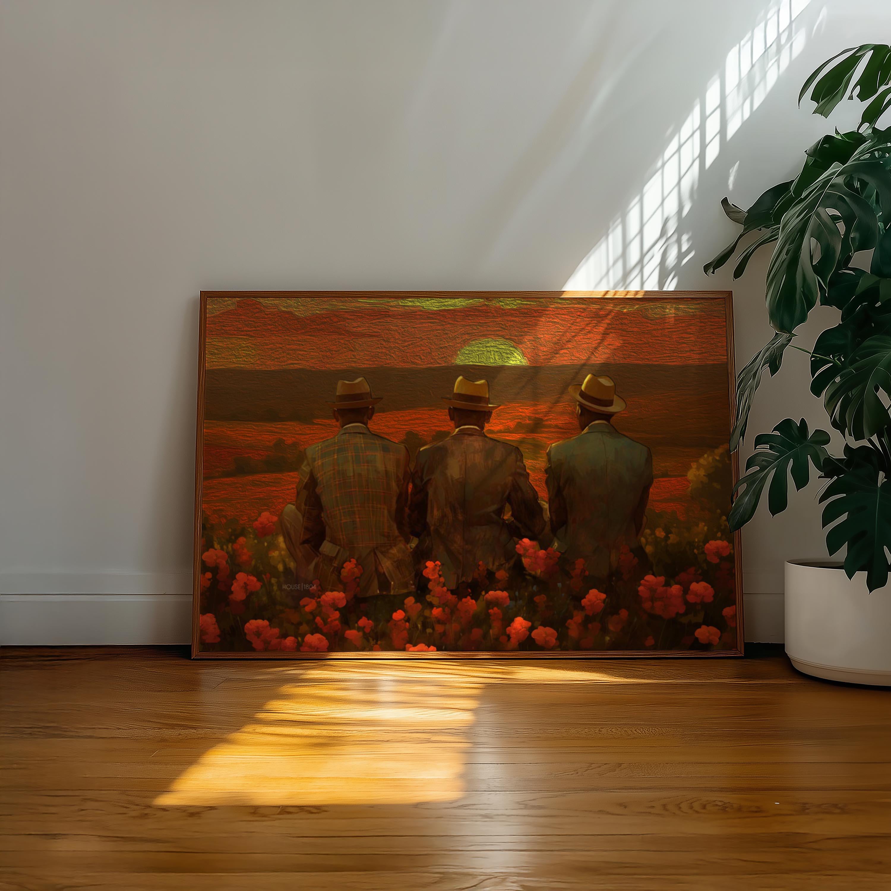 African American Man Canvas, Black Brothers Art, Black Men Wall Art, Brotherhood Art Print, Vintage Style Brotherhood Portrait