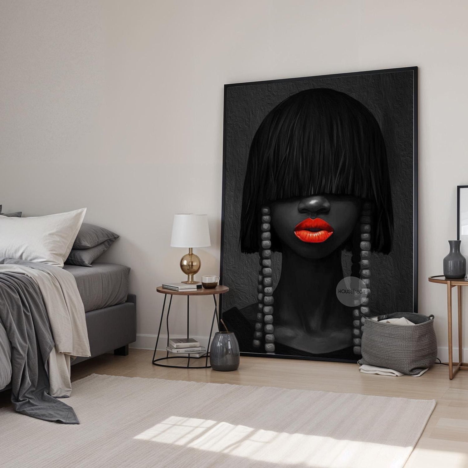 Black and White Afrocentric Woman Canvas Art