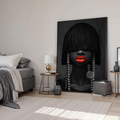 Black and White Afrocentric Woman Canvas Art