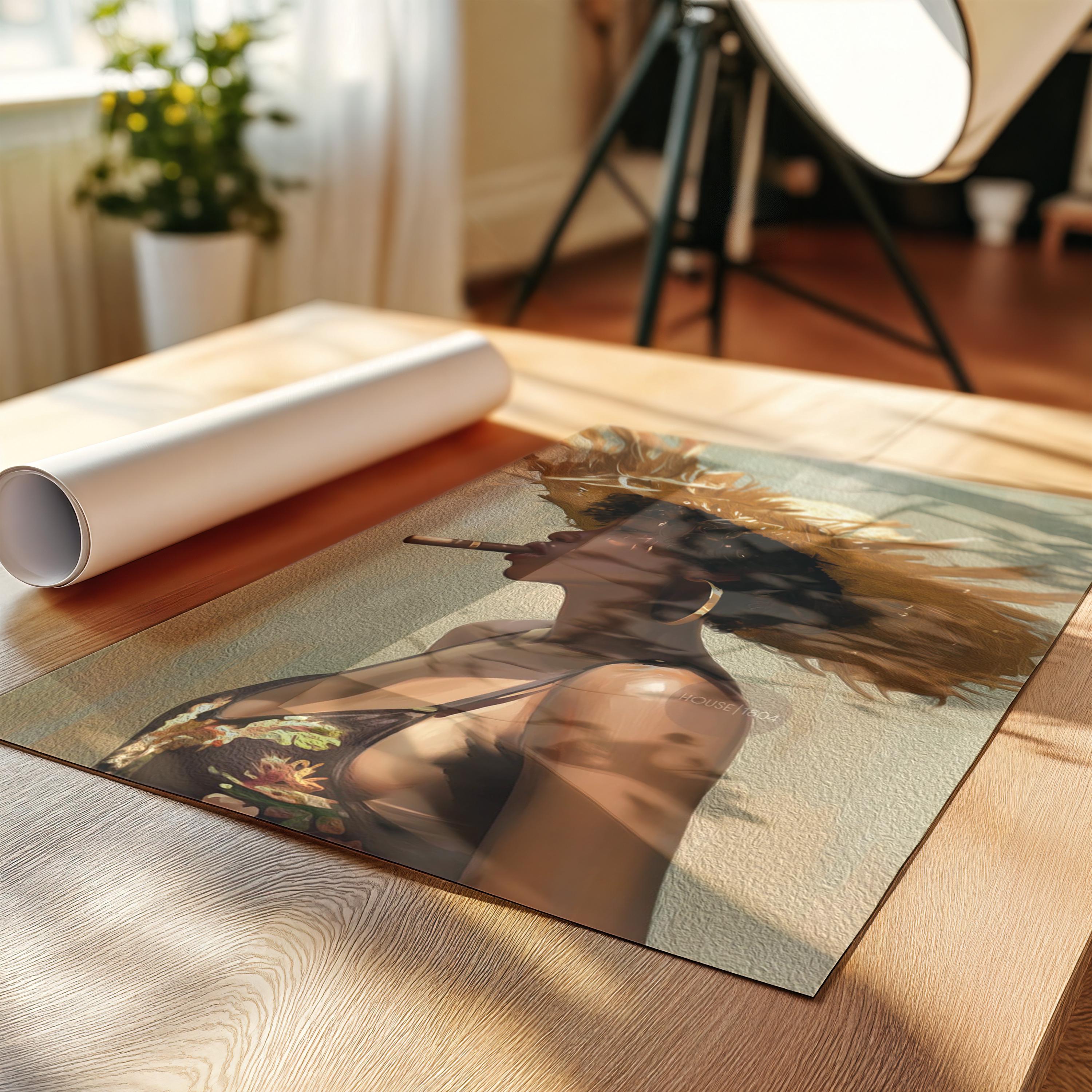 Caribbean Woman Smoking Cigar Canvas