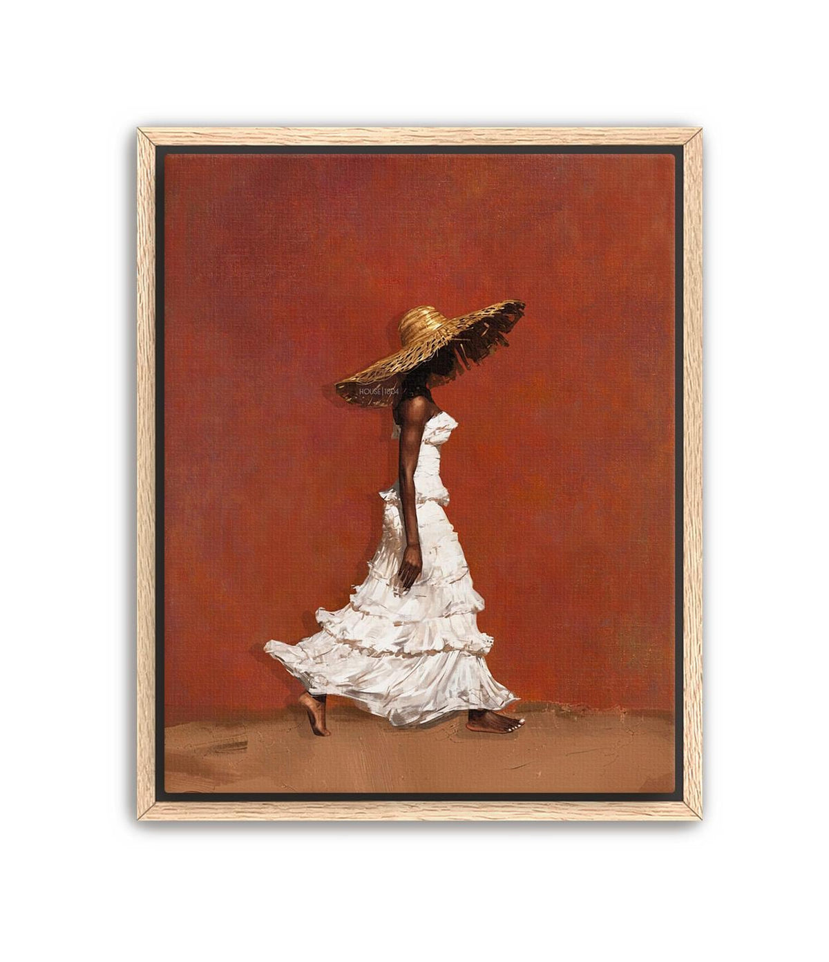 Afrocentric Wall Art, Terracotta Black Woman Portrait Canvas | Framed Unframed