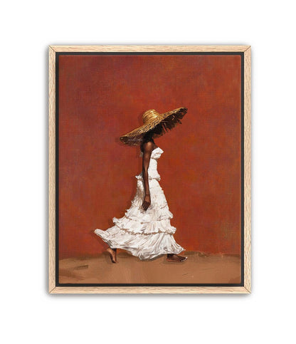 Afrocentric Wall Art, Terracotta Black Woman Portrait Canvas | Framed Unframed