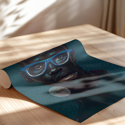Modern Black Boy Art, Blue Portrait Art Fine Print Canvas | Framed or Unframed
