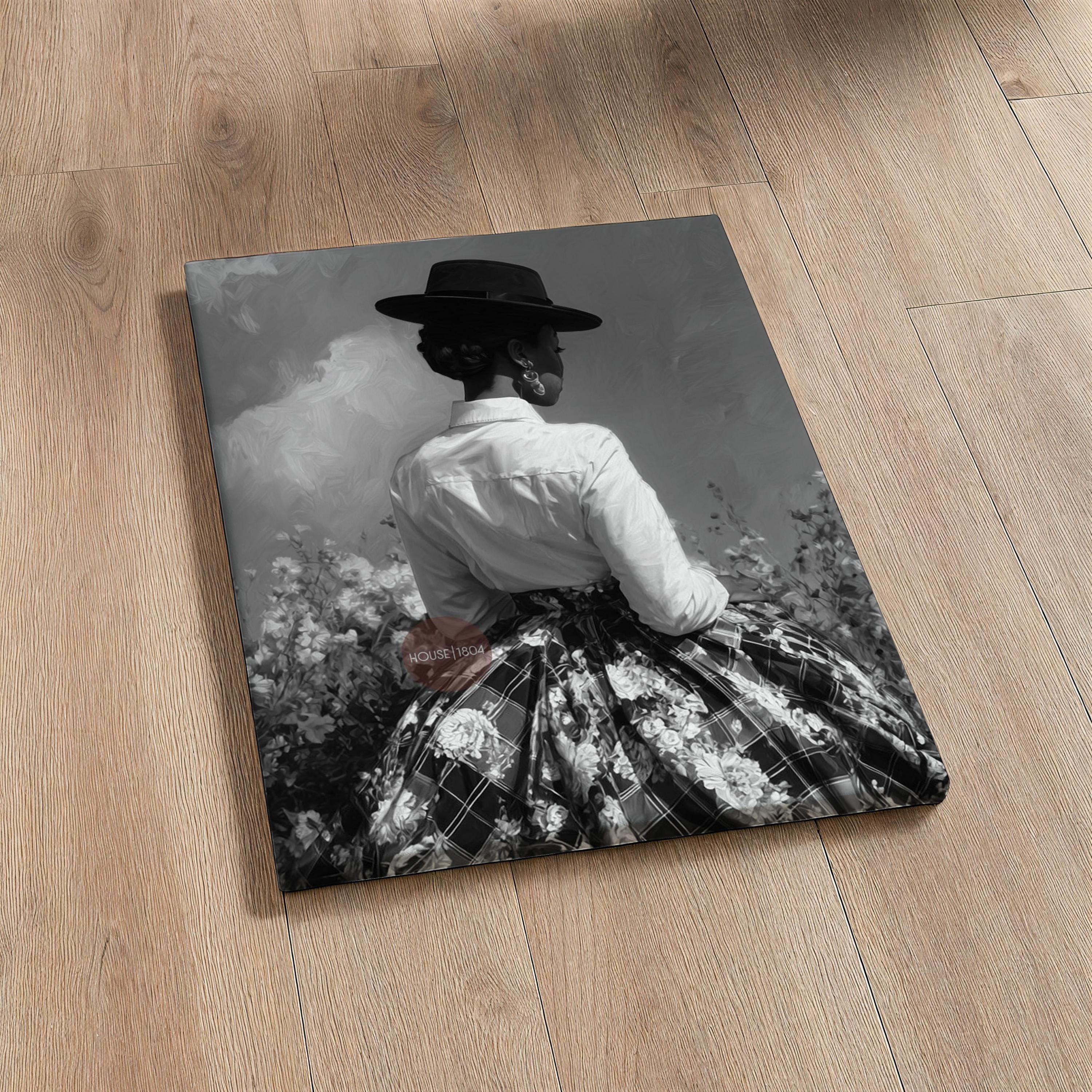 Black and White Harlem Renaissance Art Print: Victorian Afrocentric Artwork