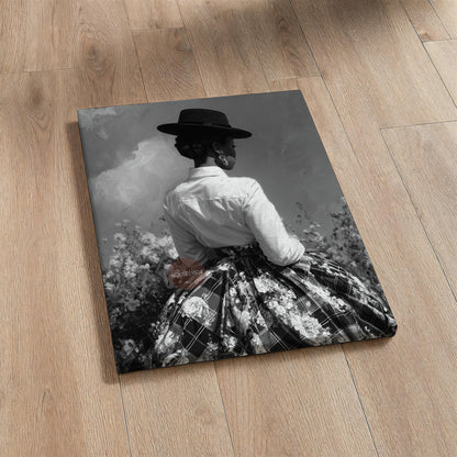 Black and White Harlem Renaissance Art Print: Victorian Afrocentric Artwork