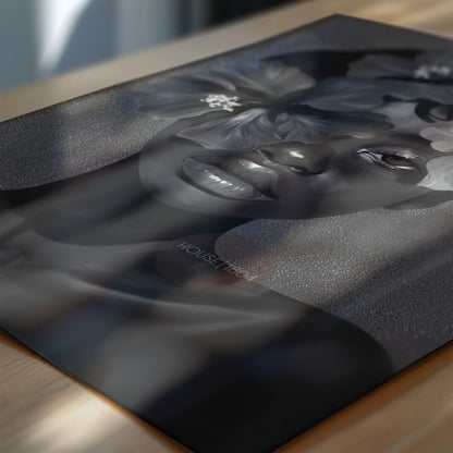 Black Woman Flower Art Print: Monochrome Portrait Wall Art