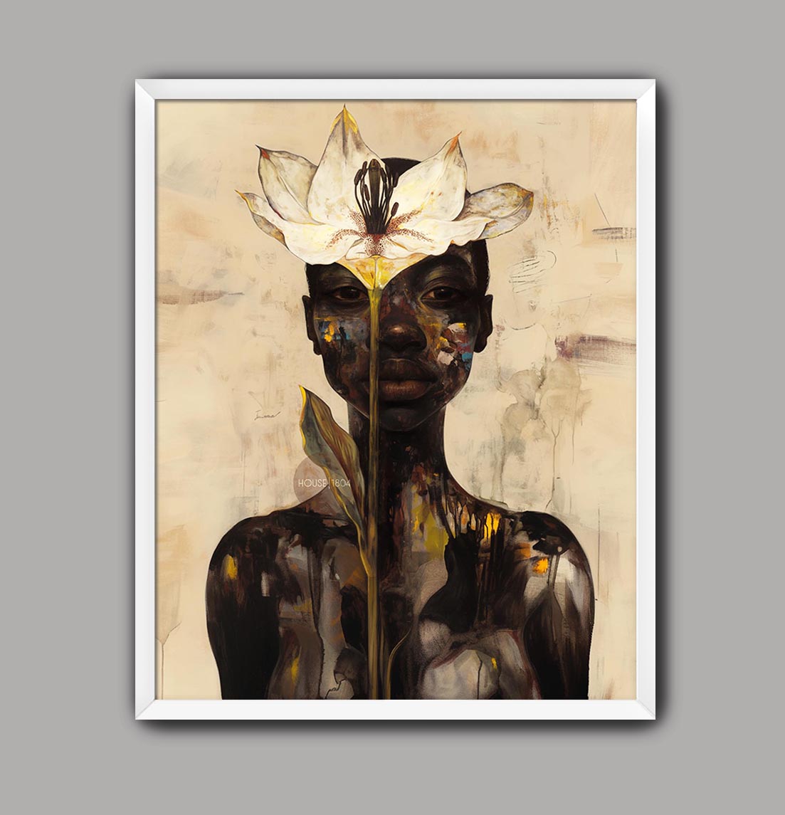 Abstract Black Woman Floral Canvas Art Print