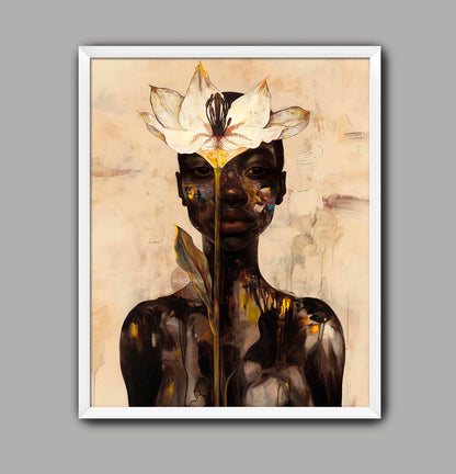 Abstract Black Woman Floral Canvas Art Print