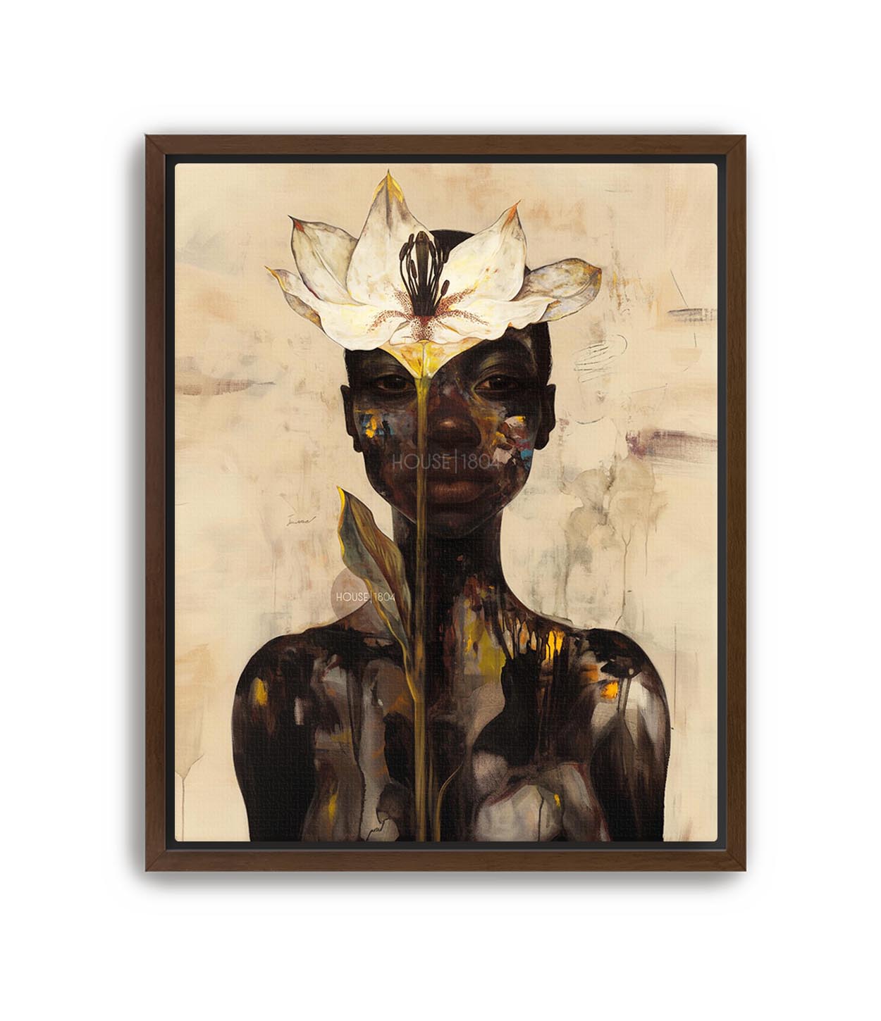 Abstract Black Woman Floral Canvas Art Print