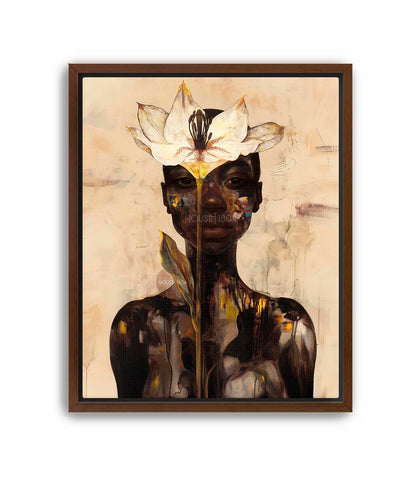 Abstract Black Woman Floral Canvas Art Print