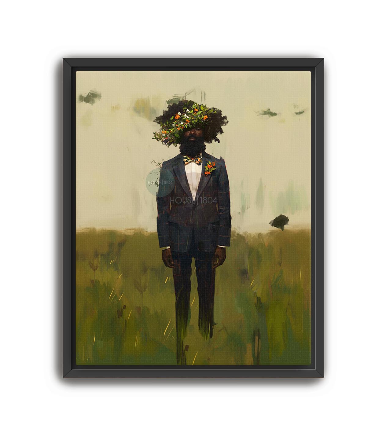 Black Man Flowers Minimalist Print