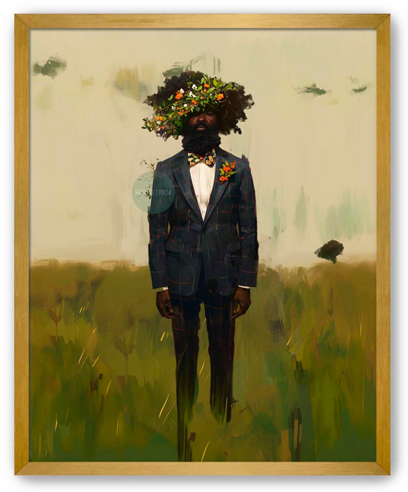 Black Man Flowers Minimalist Print