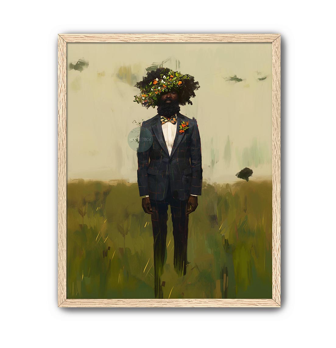 Black Man Flowers Minimalist Print
