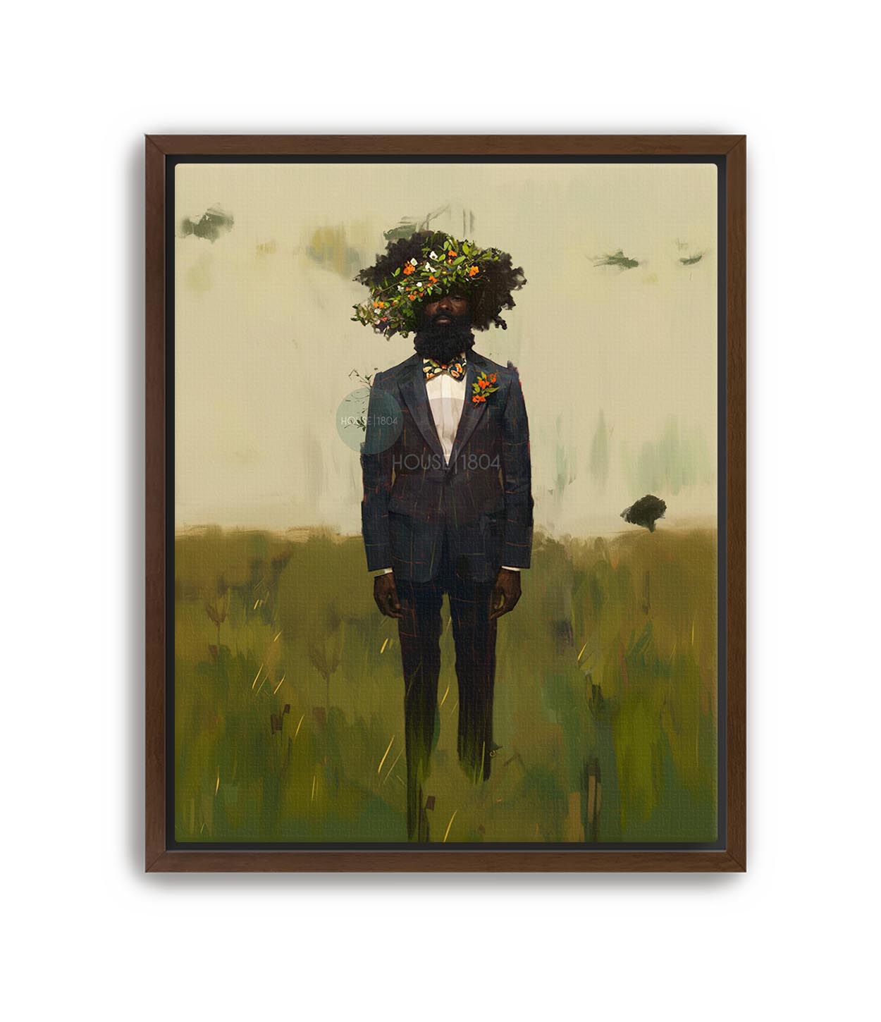 Black Man Flowers Minimalist Print