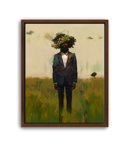 Black Man Flowers Minimalist Print