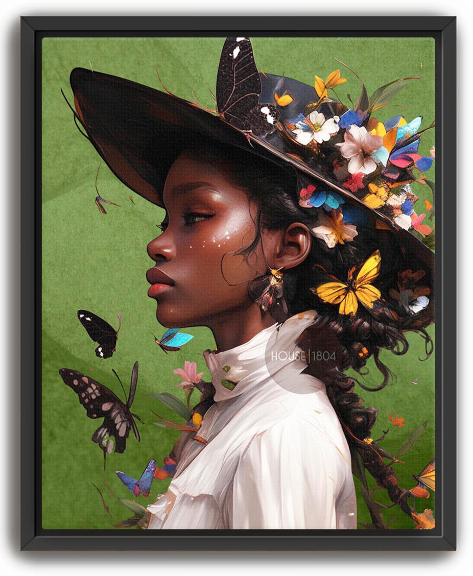 Colorful Black Woman Framed Canvas Wall Art Print