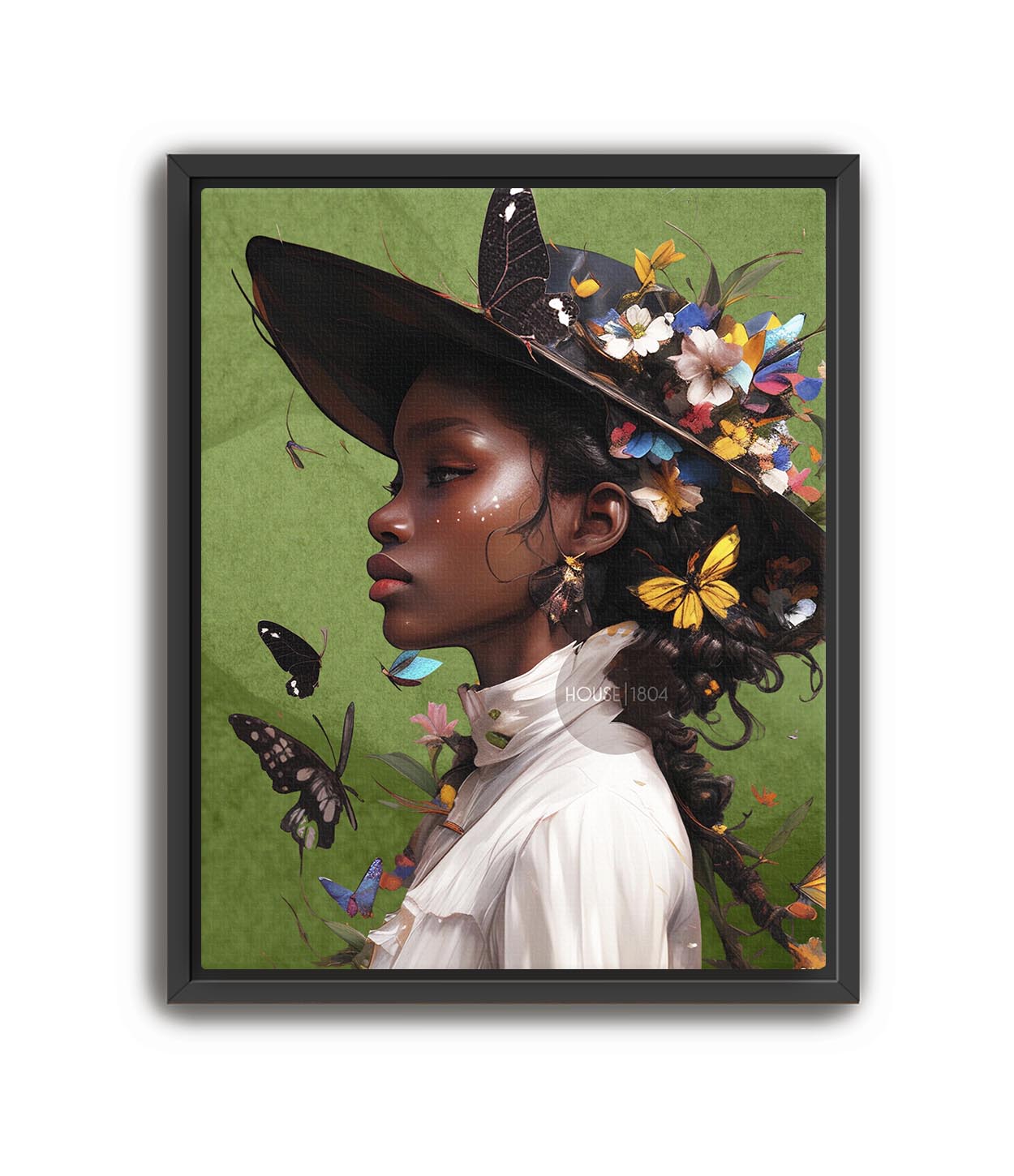 Colorful Black Woman Framed Canvas Wall Art Print