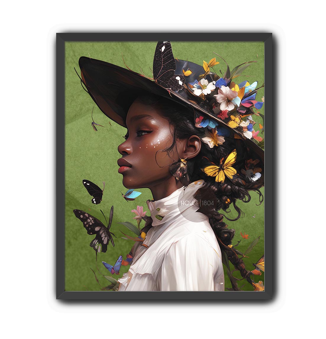 Colorful Black Woman Framed Canvas Wall Art Print