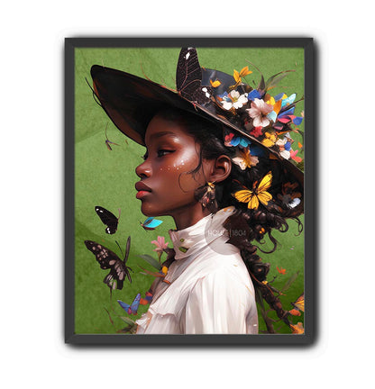 Colorful Black Woman Framed Canvas Wall Art Print