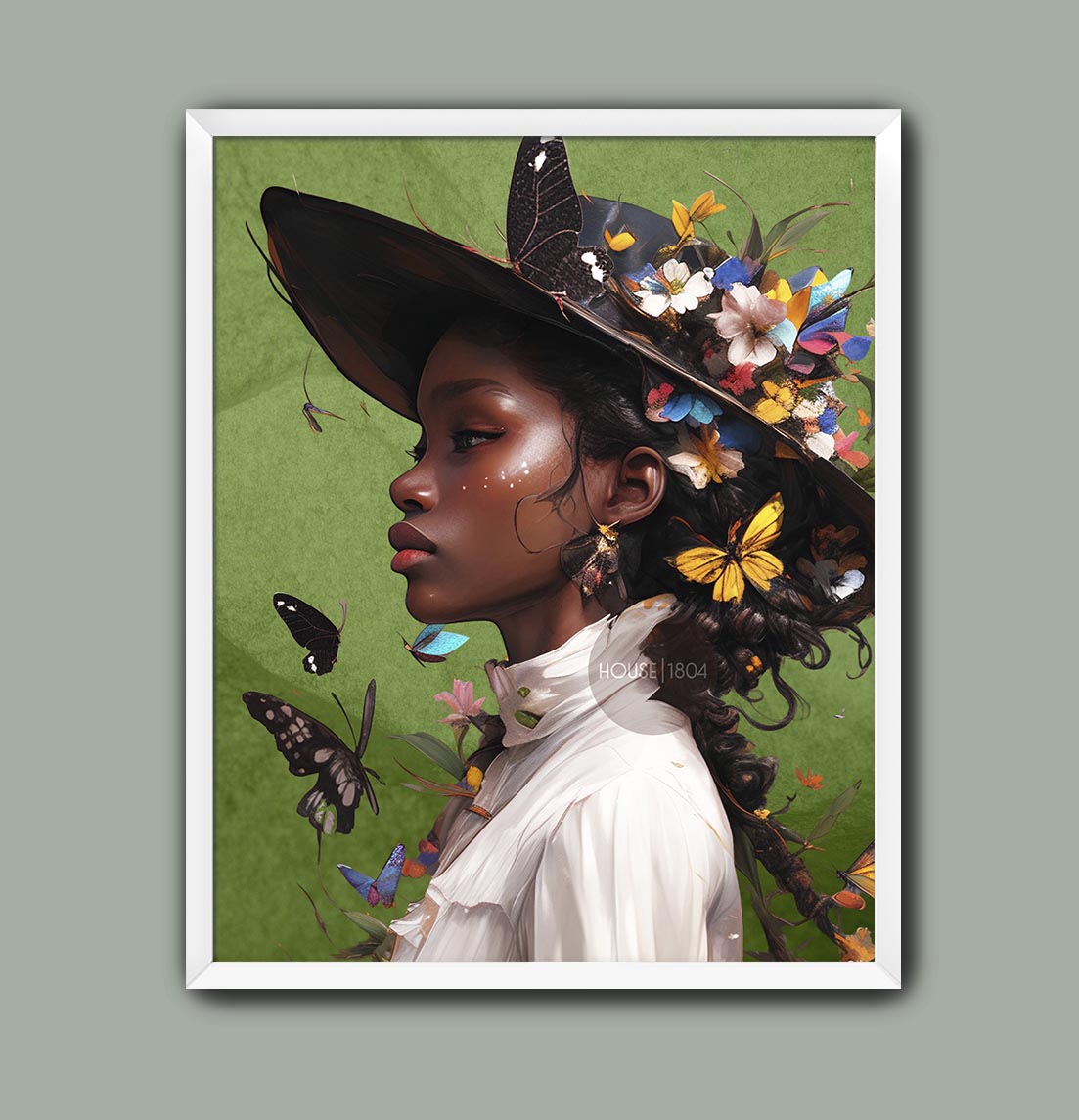 Colorful Black Woman Framed Canvas Wall Art Print