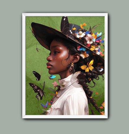 Colorful Black Woman Framed Canvas Wall Art Print