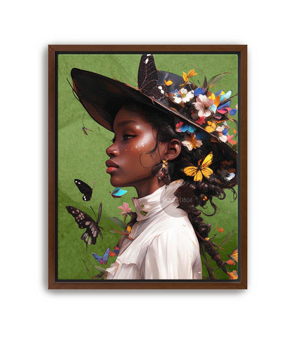 Colorful Black Woman Framed Canvas Wall Art Print