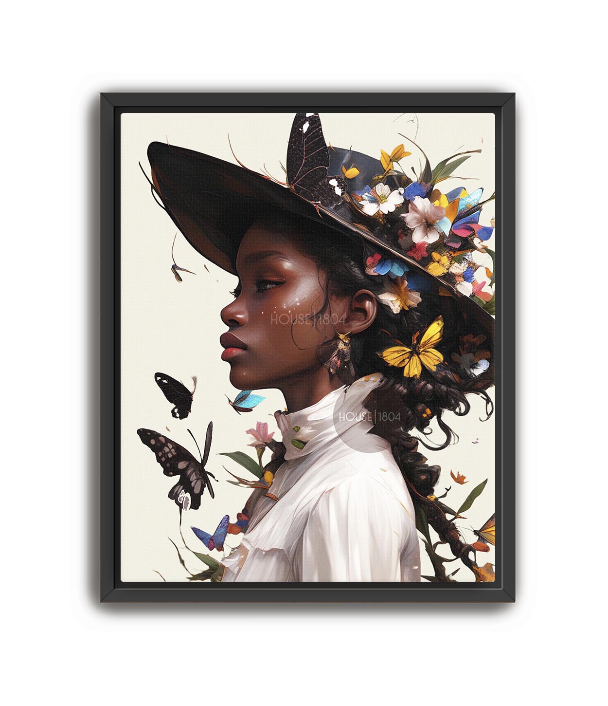 Black Woman Floral Wall Art Print