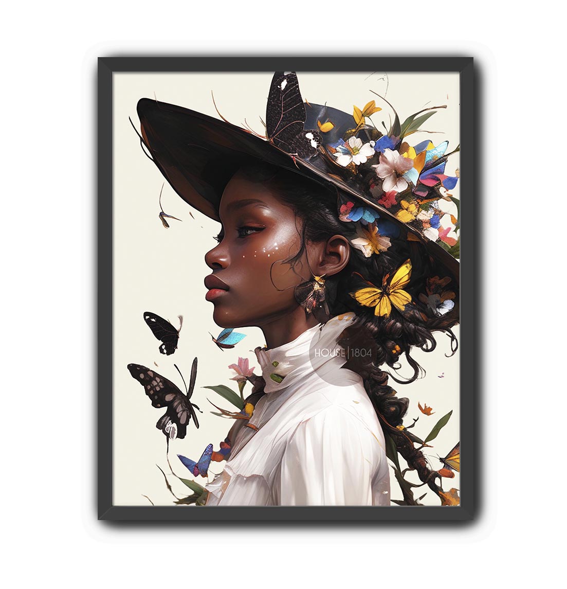 Black Woman Floral Wall Art Print