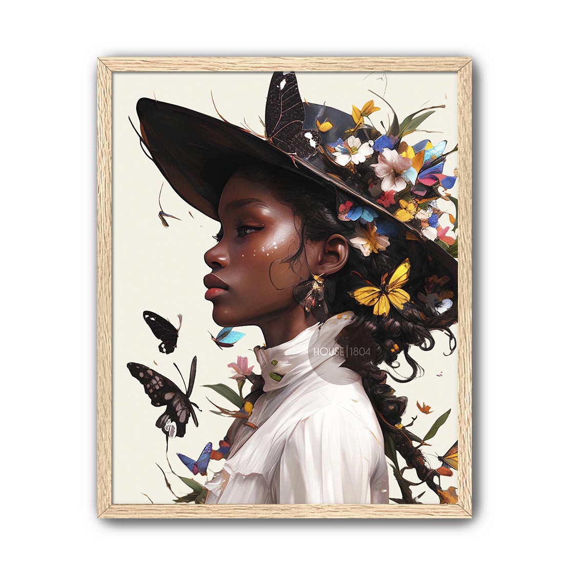 Black Woman Floral Wall Art Print