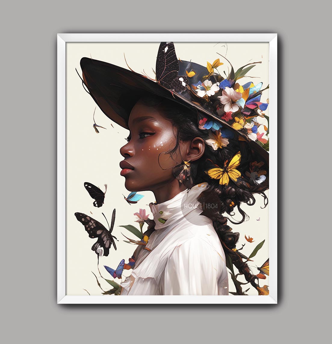 Black Woman Floral Wall Art Print