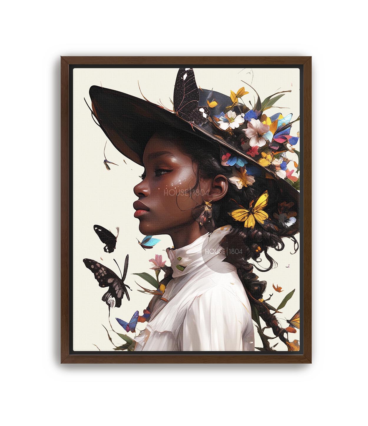 Black Woman Floral Wall Art Print