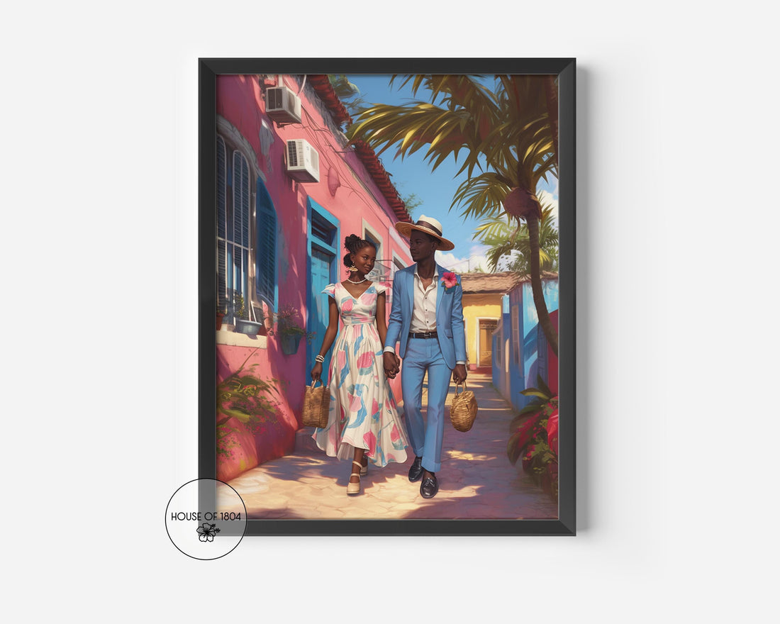 Black Couple Art Print, Sundays Best, Caribbean Woman Art, Black Man Art, Black Home Decor, African American Art Prints, Black Art Framed