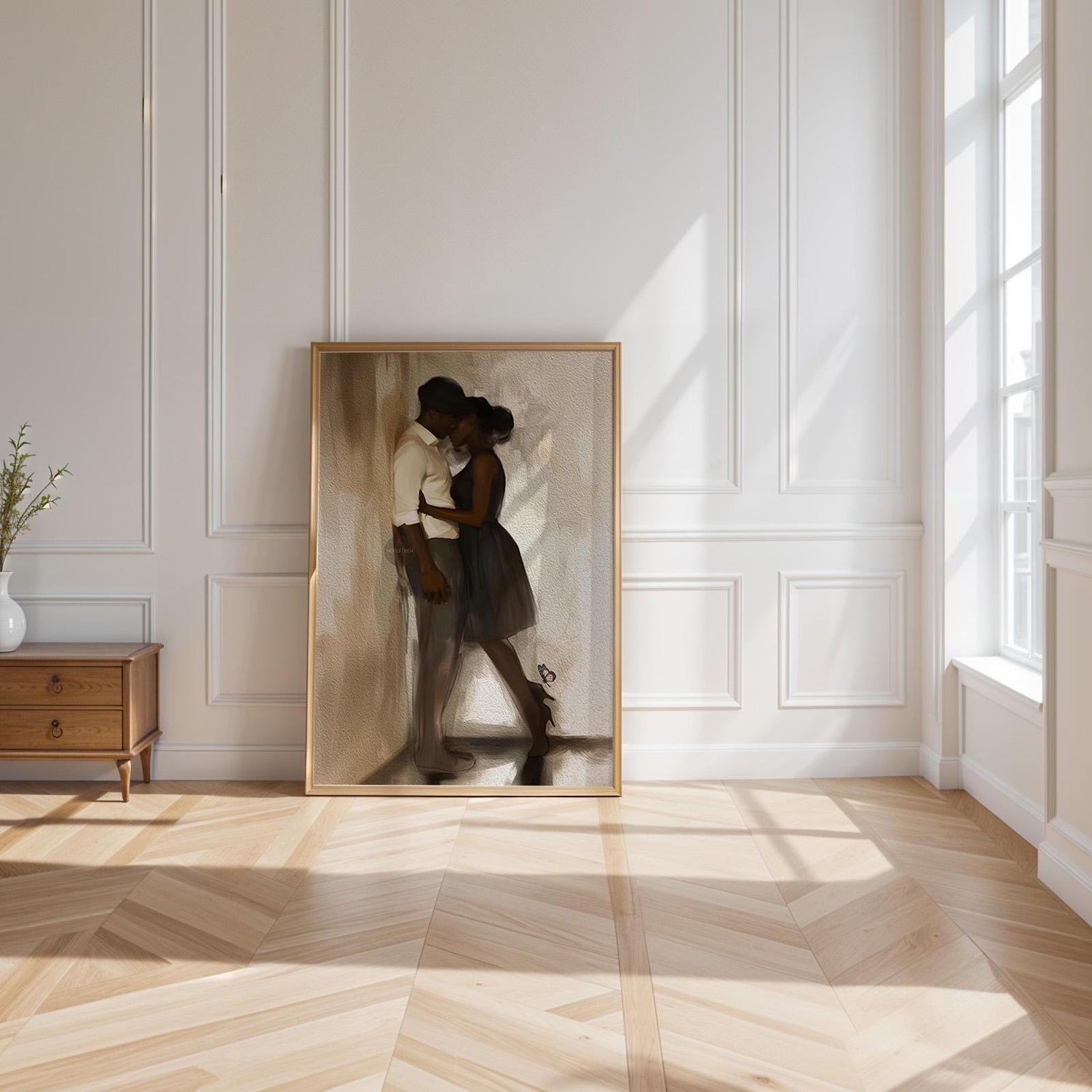 Black Love Art Print, African American Couple, Valentine&