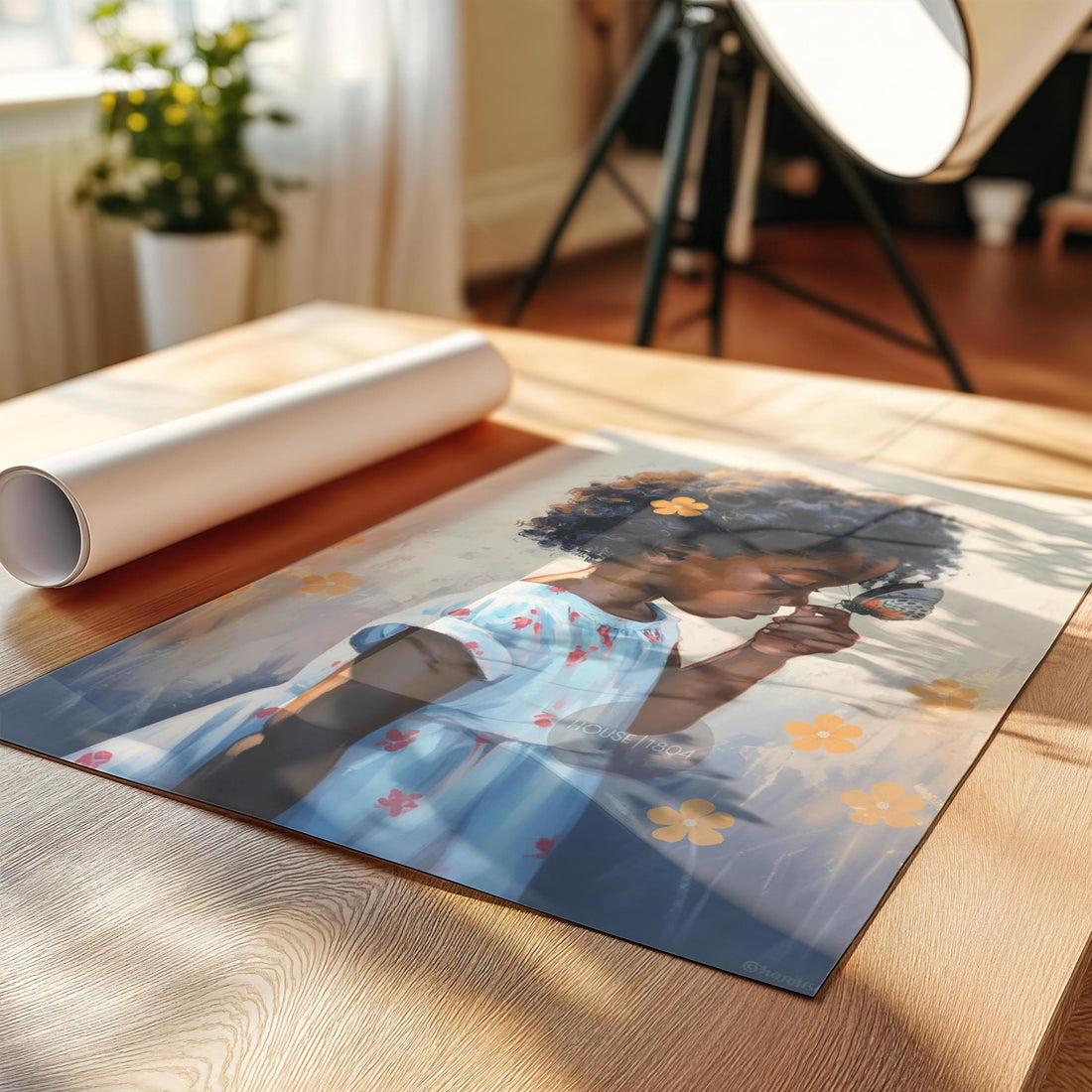 Black Kids Art Prints: African American Girl, Black Folk art, Kids Art Canvas Print