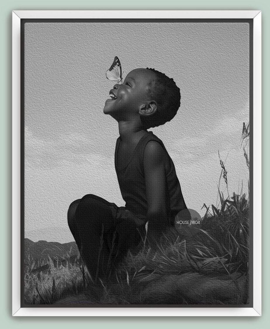 Black Boy Joy Art Canvas Framed, Black and White