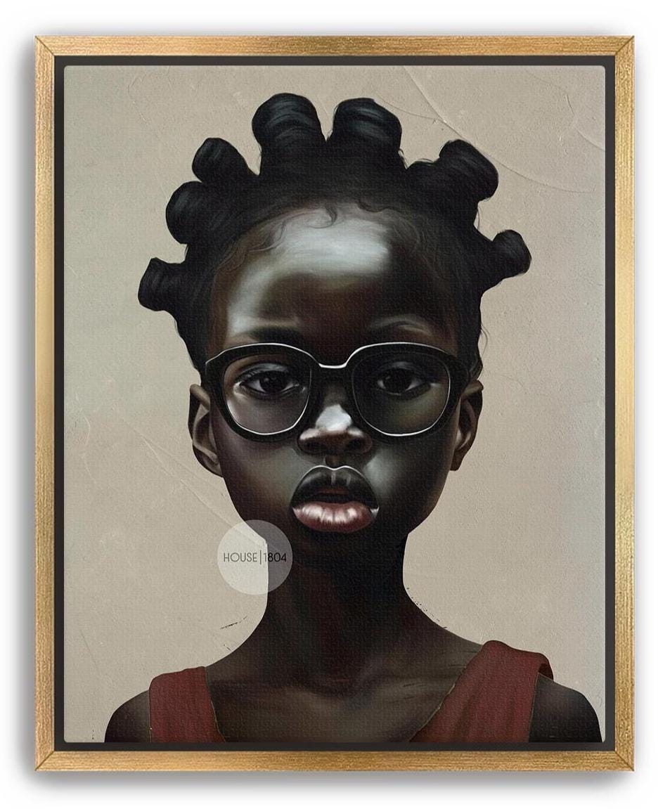 Afrocentric Canvas Art – Black Child Portrait Framed Bold Kids Room Decor