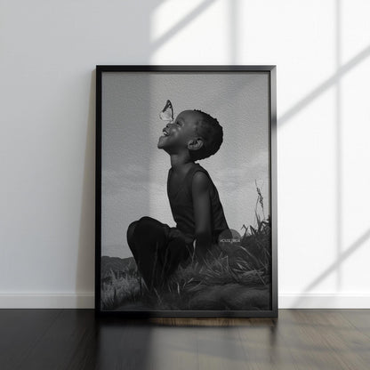 Black Boy Joy Art Canvas Framed, Black and White