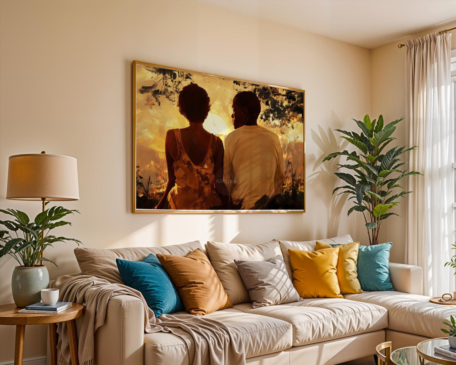 Black Love Canvas Art Print, Black Man and Woman, One Year Anniversary Gift