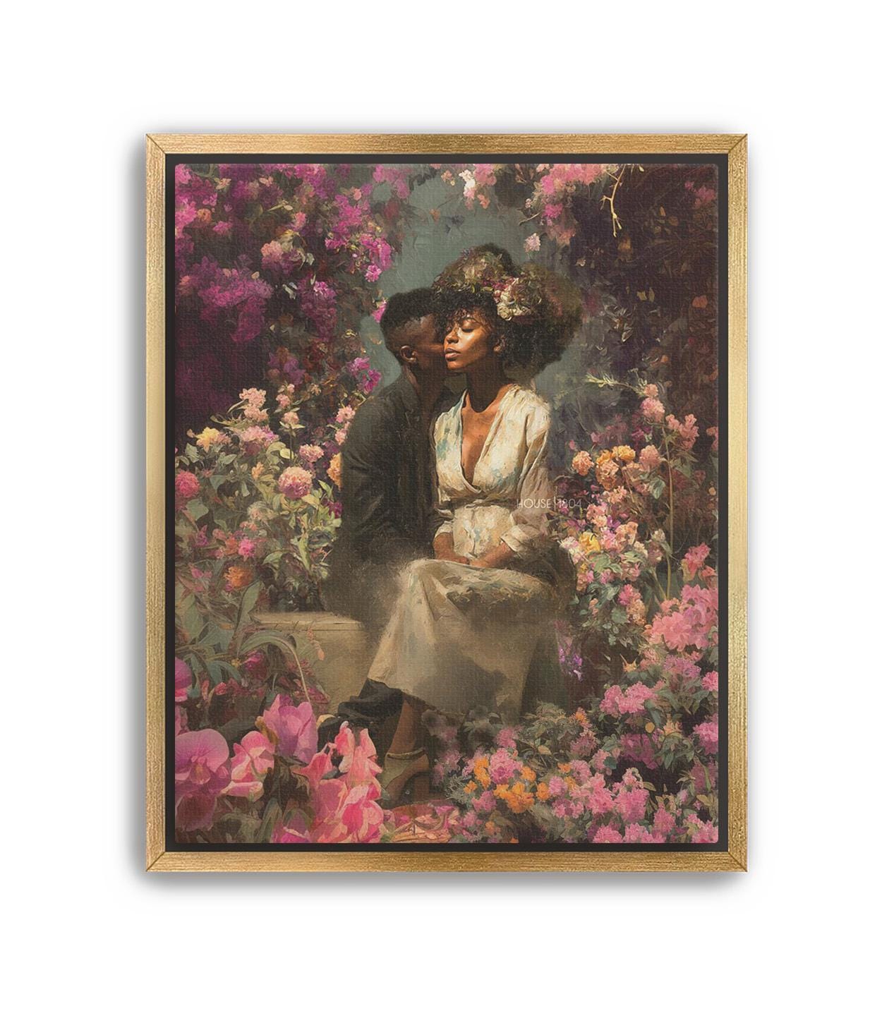 Black Couple Art Print: Vintage African American Love Canvas