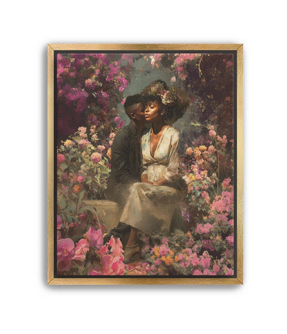 Black Couple Art Print: Vintage African American Love Canvas