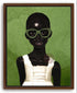 Green abstract Black girl portrait canvas art modern bohemian wall decor