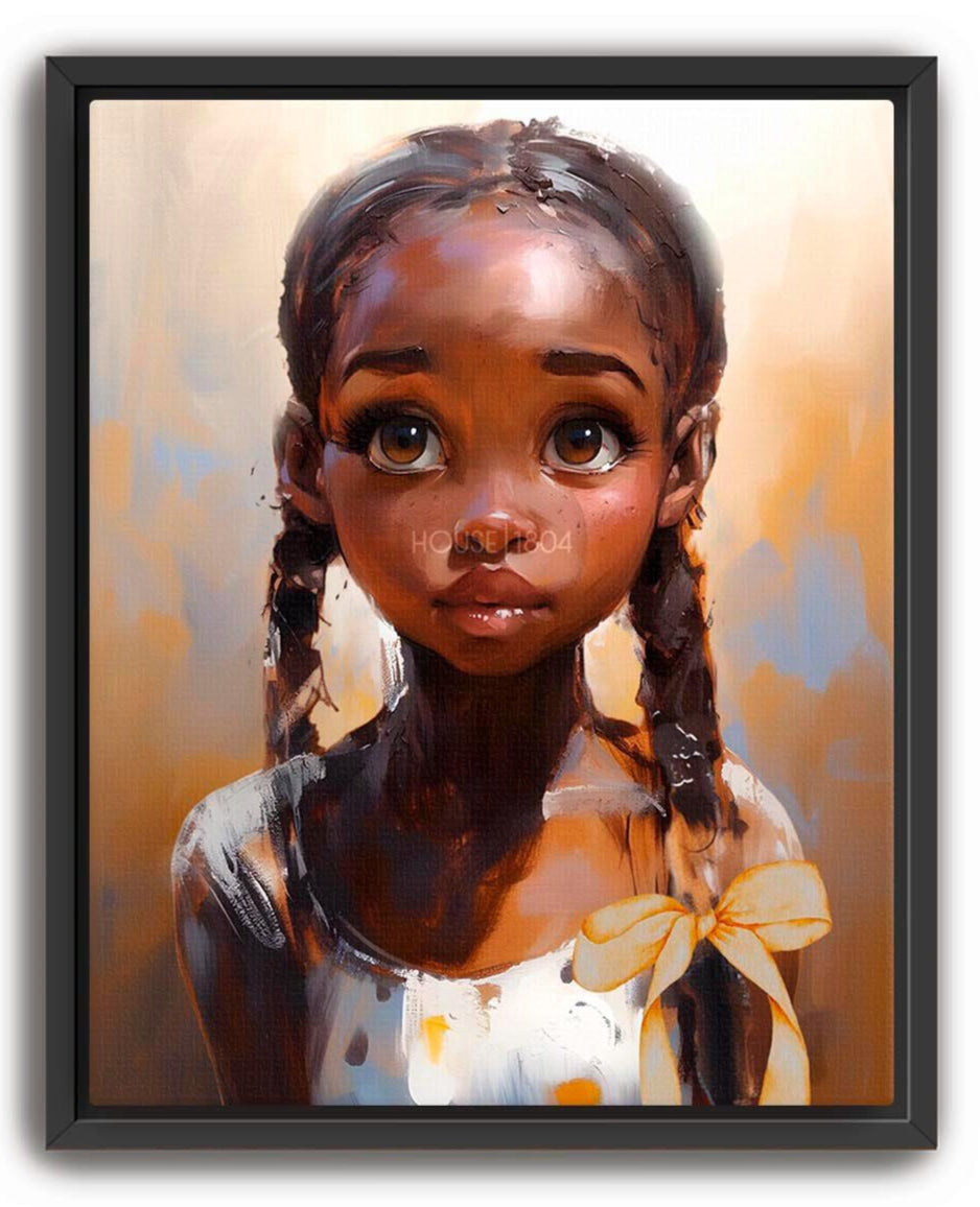 Black Girl Braid Art, Little Black Girl Wall Art, Black Baby Girl Nursery, Black Girl Portrait, Black Child Poster, House of 1804