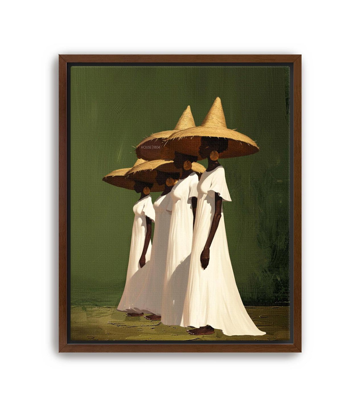 black women wall art, Sisterhood Canvas Print, Afrocentric  Contemporary, Olive Green.