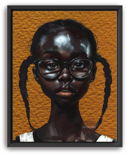 Melanin Art Print - Black Girl Canvas Bold Yellow Art on Hand Stretched Canvas