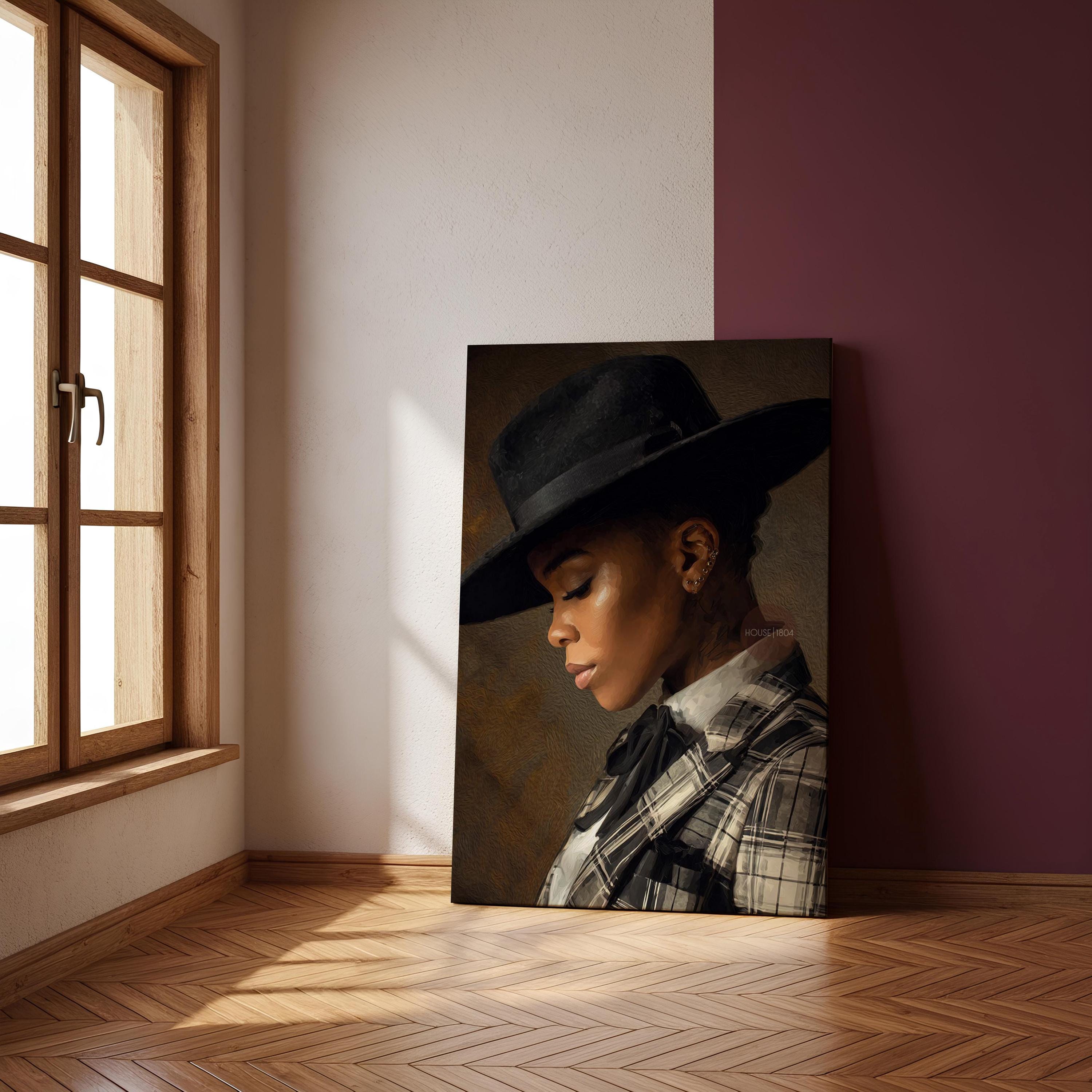 Black Woman Dandy Art - Afrocentric Wall Art | Vibrant Bohemian Dandy Artwork Canvas