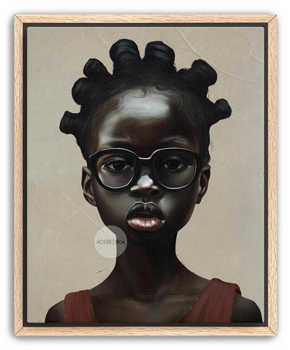 Afrocentric Canvas Art – Black Child Portrait Framed Bold Kids Room Decor