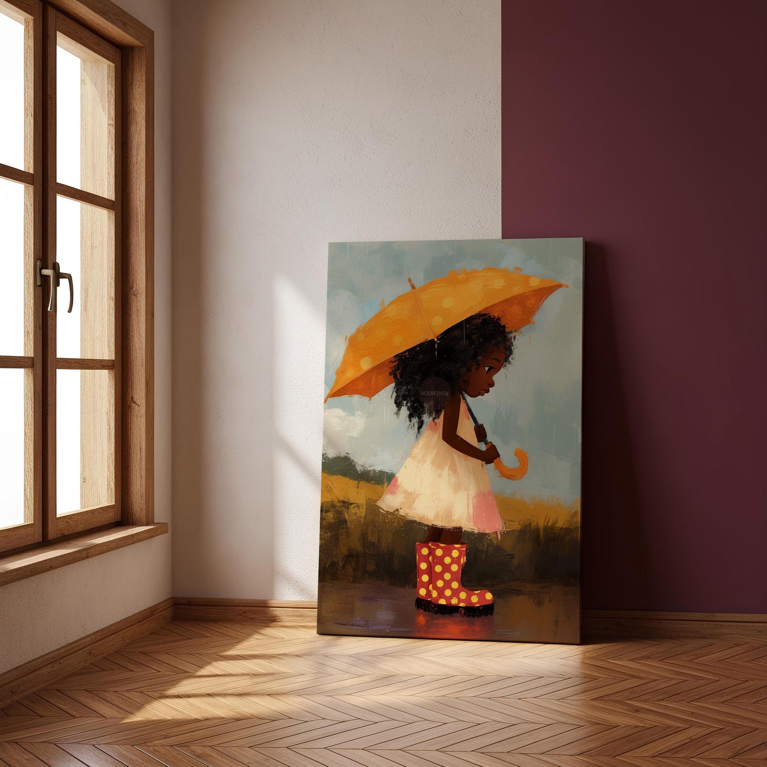 Little Black Girl Art Print, Nursery Decor, Moody Kid&