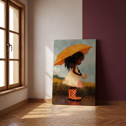 Little Black Girl Art Print, Nursery Decor, Moody Kid&