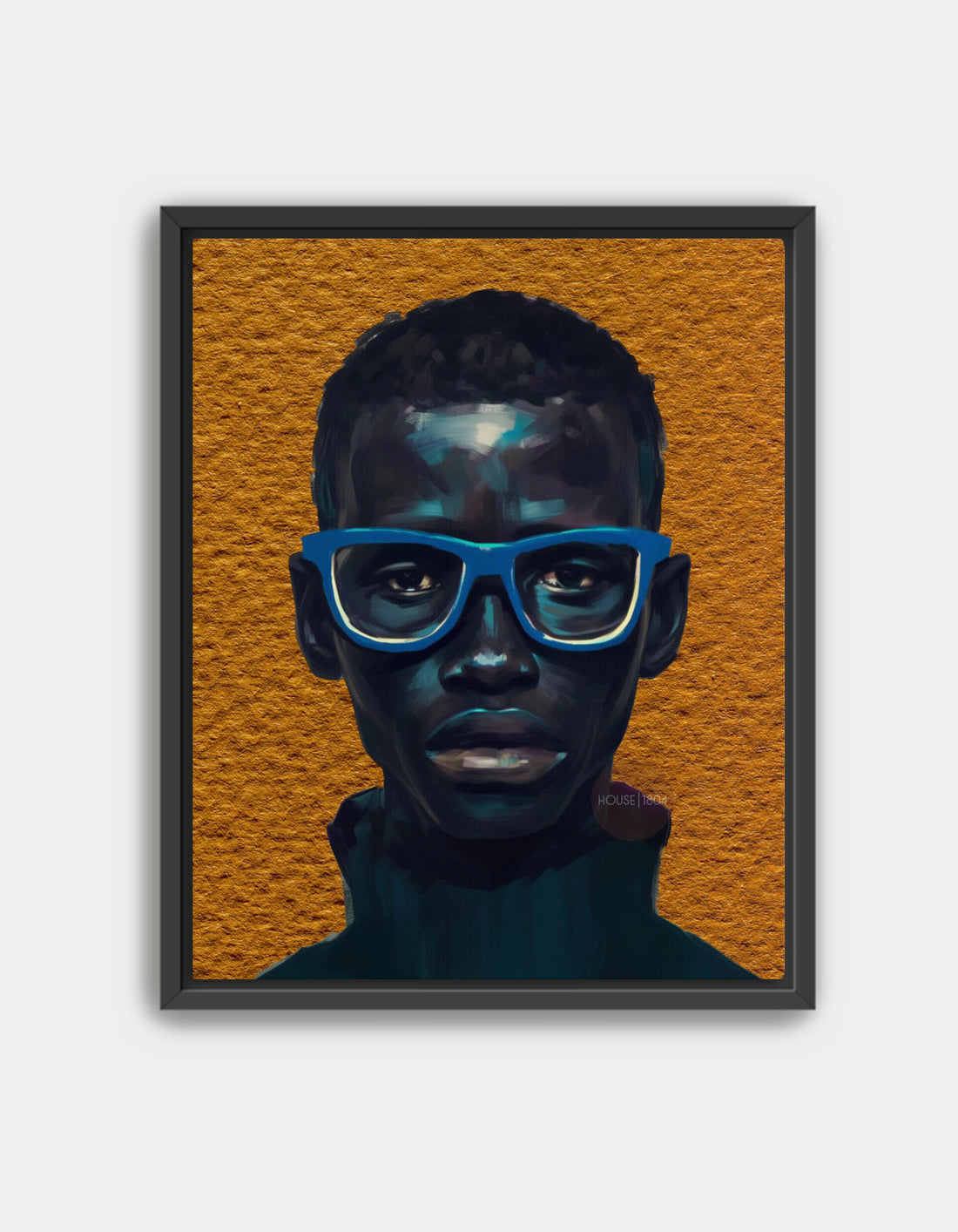 Modern Bold African American Boy Portrait Art: Colorful Yellow Canvas Print